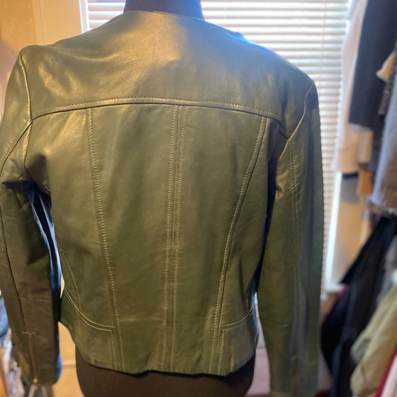 Halogen green leather motorcycle coat - Picture 2 of 3